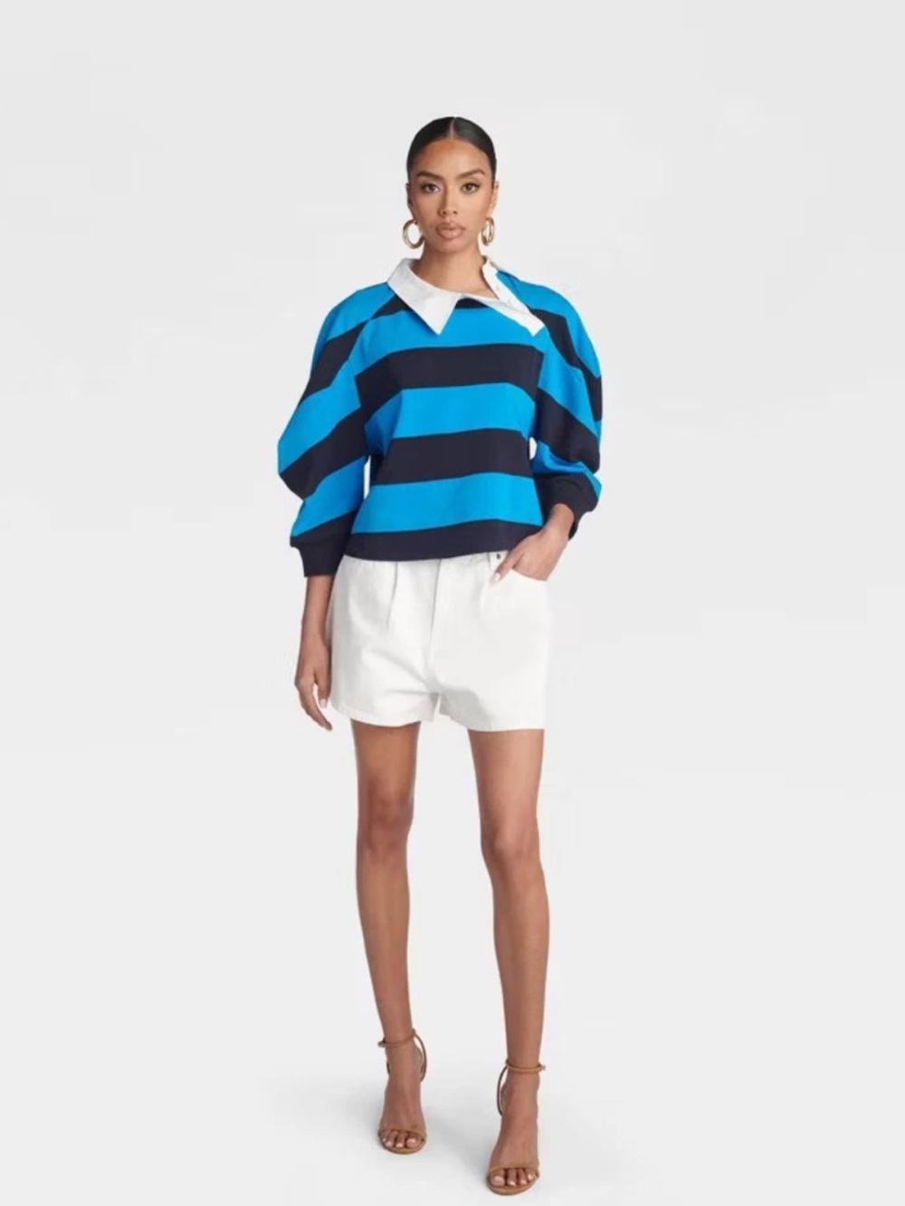 🔥KBB by KAHLANA Women 'The Striped Crewneck T-Shirt' - Navy Blue - Picture 2 of 3